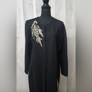 Alfani Black size Large Metallic Embroidered Long  Jacket/Duster